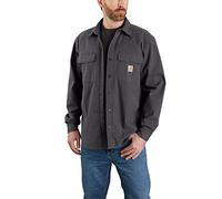 Carhartt Men's Rugged Flex Relaxed Fit Canvas Fleece-Lined Shirt Jac, Shadow, Medium