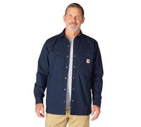 Carhartt Men's Rugged Flex Relaxed Fit Canvas Fleece-Lined Snap-Front Shirt Jac, Navy, L