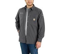 Carhartt Men's Rugged Flex Relaxed Fit Canvas Fleece-Lined Snap-Front Shirt Jac, Shadow, L