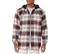 Carhartt Men's Rugged Flex Relaxed Fit Flannel Fleece Lined Hooded Shirt Jac Work Utility Button, Malt, M