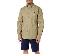 Carhartt Men's Rugged Flex Relaxed Fit Midweight Canvas Long-Sleeve Shirt, Dark Khaki, XXL