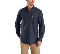 Carhartt Men's Rugged Flex Relaxed Fit Midweight Canvas Long-Sleeve Shirt, Navy, XL