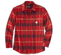 Carhartt Men's Rugged Flex Relaxed Fit Midweight Flannel Long-Sleeve Plaid Shirt, Crabapple, Medium
