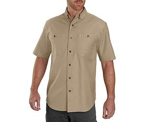 Carhartt Men's Rugged Flex Rigby Short-Sleeve Work Shirt, Dark Khaki, L