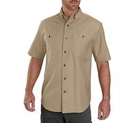 Carhartt Men's Rugged Flex Rigby Short-Sleeve Work Shirt, Dark Khaki, XL