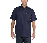 Carhartt Men's Rugged Flex Rigby Short-Sleeve Work Shirt, Navy, L