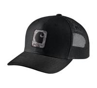 Carhartt Mens Rugged Flex Twill Mesh-Back Camo Patch Cap, Black, One size