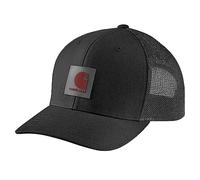 Carhartt Men's Rugged Flex Twill Mesh Back Logo Patch Cap Baseball, Black, One Size