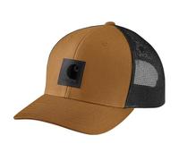 Carhartt Men's Rugged Flex Twill Mesh-Back Logo Patch Cap, Brown/Black, One Size