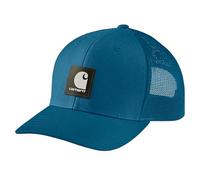 Carhartt Men's Rugged Flex Twill Mesh-Back Logo Patch Cap, Deep Lagoon, One Size
