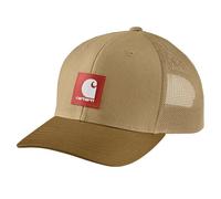 Carhartt Mens Rugged Flex Twill Mesh-Back Logo Patch Cap, Sandstone/Carhartt Brown, One size