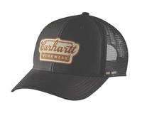 Carhartt Men's Rugged Flex Twill Mesh-Back Script Patch Cap, Black, One size