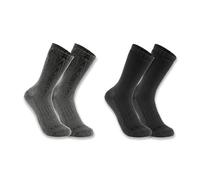 Carhartt Men's Midweight Synthetic-Wool Blend Woodgrain Crew Sock 2 Pack, Black Assorted, Large