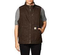 Carhartt Men's Sherpa Lined Mock-Neck Vest Work Utility Outerwear, Dark Brown, US Large Tall