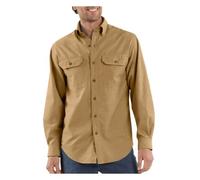 Carhartt Men's Size Long-Sleeve Lightweight Chambray Button-Front Relaxed-Fit Shirt S202, Dark Tan, Large/Tall