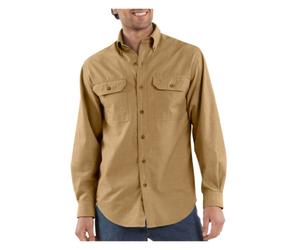 Carhartt Men's Size Long-Sleeve Lightweight Chambray Button-Front Relaxed-Fit Shirt S202, Dark Tan, Large/Tall