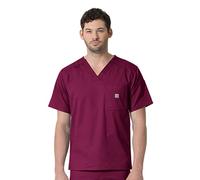 Carhartt Men's Slim Fit 6 Pocket Top Medical Scrubs, Wine, S