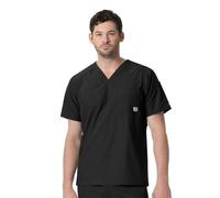 Carhartt Men's Slim Fit V-Neck Top Medical Scrubs Shirt, Black, Medium