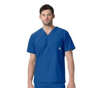 Carhartt Men's Slim Fit V-Neck Top Medical Scrubs Shirt, Royal, XL