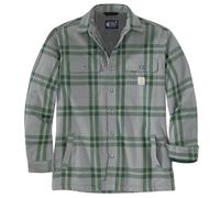 Carhartt Men's Standard Relaxed Fit Flannel Sherpa-Lined Shirt Jac, Weather Ash