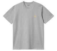 Carhartt Mens T-Shirt WIP Chase Logo Branded Jersey Cotton Tee Grey Heather Gold