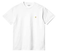 Carhartt Mens T-Shirt WIP Chase Logo Branded Jersey Cotton Tee in White / Gold