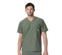 Carhartt Men's V-Neck Shirttail Scrub Top, Olive, XL