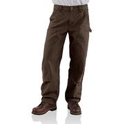 Carhartt Men's Washed Duck Double Front Dungaree Jeans, Dark Brown, 38W / 30L
