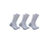 Carhartt Men's Midweight Cotton Blend Sock 3 Pack, Grey, Large (Pack of 3)