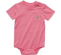 Carhartt Plain Baby Short Sleeve Bodysuit Pocket T-Shirt One-Piece Short Sleeve Bodysuit Pocket T-Shirt One-Piece, pink lemonade, 6 Months