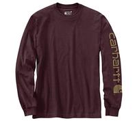 Carhartt Relaxed Fit Heavy Long Sleeve Graphic T-shirt with Logo Sleeve for Men, Red, M