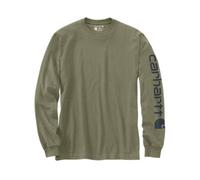 Carhartt Relaxed Fit Heavyweight Long-Sleeve Logo Sleeve T-Shirt Dusty Olive S
