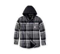 Carhartt Rugged Flex Relaxed Fit Flannel Fleece Lined Hooded Shirt Jac Black Xxl