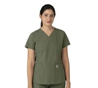 Carhartt Scrubs C12113 Women's Force® Modern Fit V-Neck Top, Olive, M