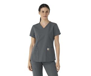 Carhartt Scrubs C12113 Women's Force® Modern Fit V-Neck Top, Pewter, M