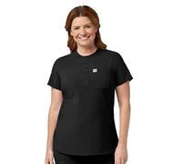 Carhartt Scrubs C12910 Women's Force® Cross-Flex Modern-Fit Henley Tuni, Black, L
