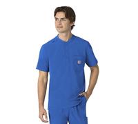 Carhartt Scrubs for Men Force Cross-Flex Henley Tops with 3 Pockets, Royal, Medium