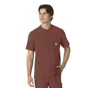 Carhartt Scrubs for Men Force Cross-Flex Henley Tops with 3 Pockets, Sable, Large