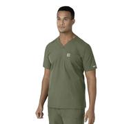 Carhartt Scrubs for Men, Force Essentials, V-Neck Shirttail Tops with 4 Pockets Olive