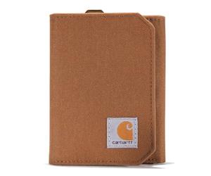 Carhartt Trifold Wallet, Durable for Men, Available in Leather and Canvas Styles, Nylon Duck Brown, One Size US