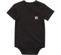 Carhartt Unisex Baby Bodysuit with Short Sleeves and Pocket, Caviar Black, 18 Months