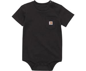 Carhartt Unisex Baby Bodysuit with Short Sleeves and Pocket, Caviar Black, 6 Months