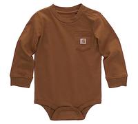 Carhartt Plain Baby Long-Sleeved Pocket Bodysuit, Carhartt Brown, 12 Months