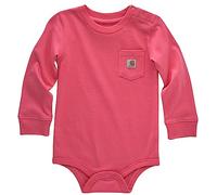 Carhartt Long-Sleeve Pocket Bodysuit, Pink Lemonade, 3 Months