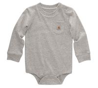 Carhartt Unisex Baby Long-Sleeve Pocket Bodysuit (1-Pack), Warm Grey, 6 Months