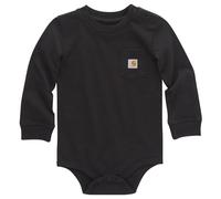 Carhartt Unisex Kids Bodysuit with Long Sleeve Pockets, Caviar Black, 12 Months