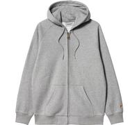 Carhartt Wip Chase Mens Zip Up Logo Branded Hoodie in Grey Heather