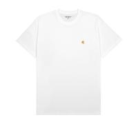 Carhartt Mens T-Shirt WIP Chase Logo Branded Jersey Cotton Tee in White / Gold