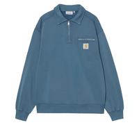 Carhartt WIP Half Zip Detroit Sweatshirt Blue River Stone Washed - male - Carhartt Wip - Zip-throughs - Blue - L - Sweatshirts & Hoodies L