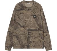 Carhartt WIP - Loose-fit organic cotton T-shirt - L/S Feather Tree T-Shirt Camo Feather Tree Khaki Shungite Garment Dyed for Women - Size S Khaki S